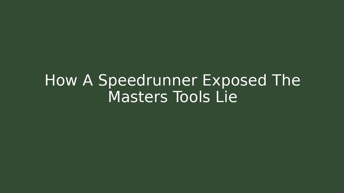 How A Speedrunner Exposed The Masters Tools Lie - Critter Realm