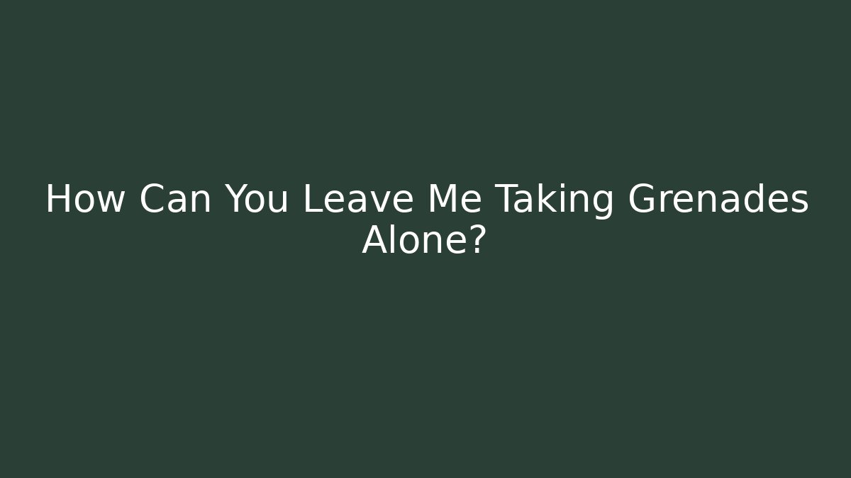 How Can You Leave Me Taking Grenades Alone?