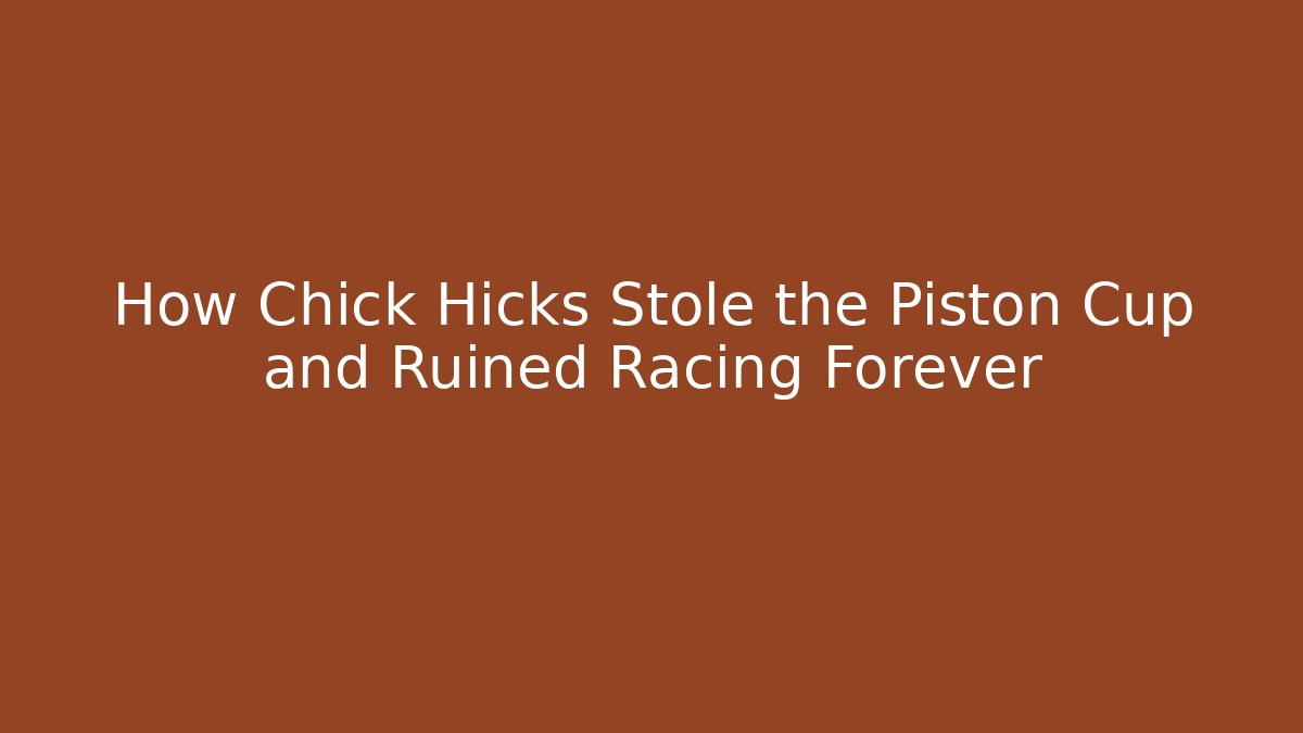 How Chick Hicks Stole the Piston Cup and Ruined Racing Forever