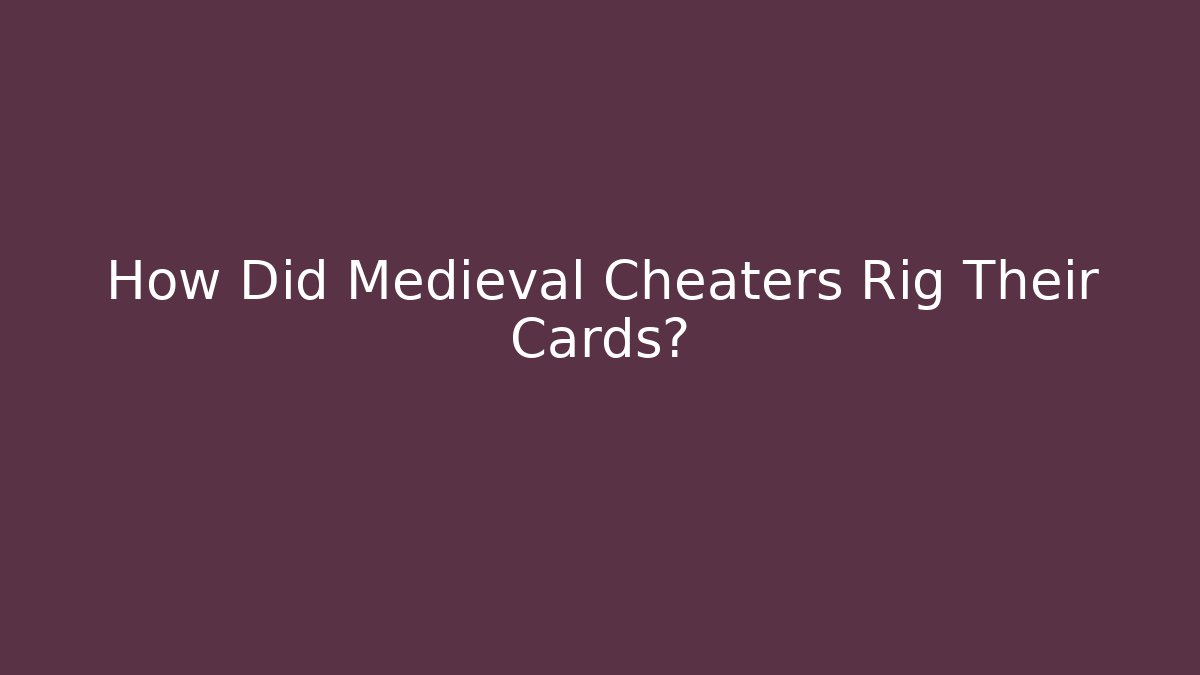 How Did Medieval Cheaters Rig Their Cards?