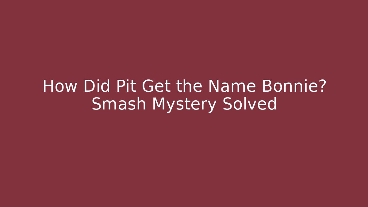How Did Pit Get the Name Bonnie? Smash Mystery Solved
