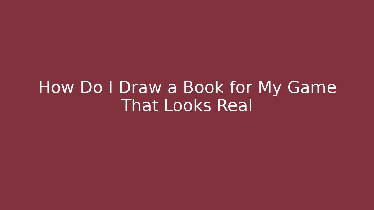 How Do I Draw a Book for My Game That Looks Real
