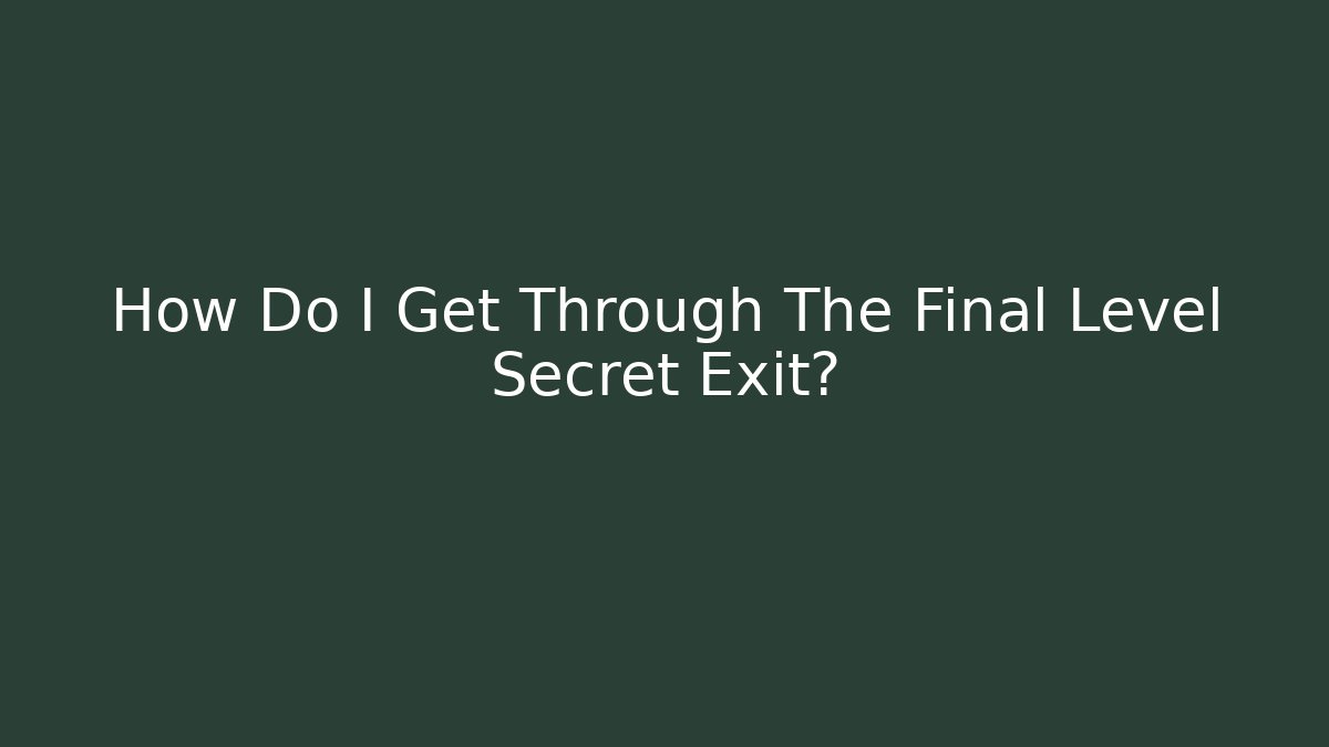 How Do I Get Through The Final Level Secret Exit?