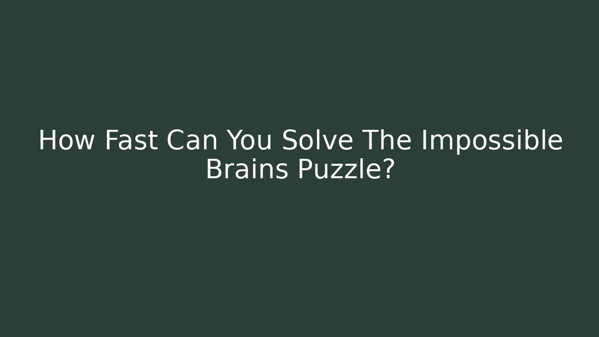 How Fast Can You Solve The Impossible Brains Puzzle?