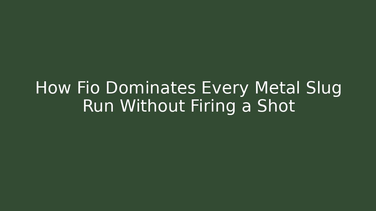 How Fio Dominates Every Metal Slug Run Without Firing a Shot - Critter Realm