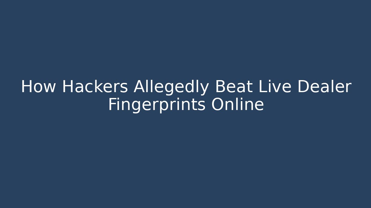 How Hackers Allegedly Beat Live Dealer Fingerprints Online