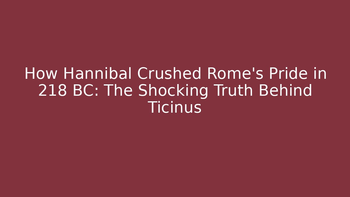 How Hannibal Crushed Rome's Pride in 218 BC: The Shocking Truth Behind Ticinus