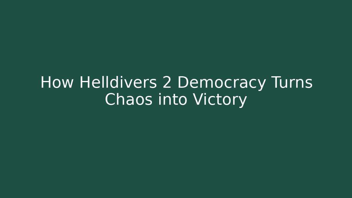 How Helldivers 2 Democracy Turns Chaos into Victory