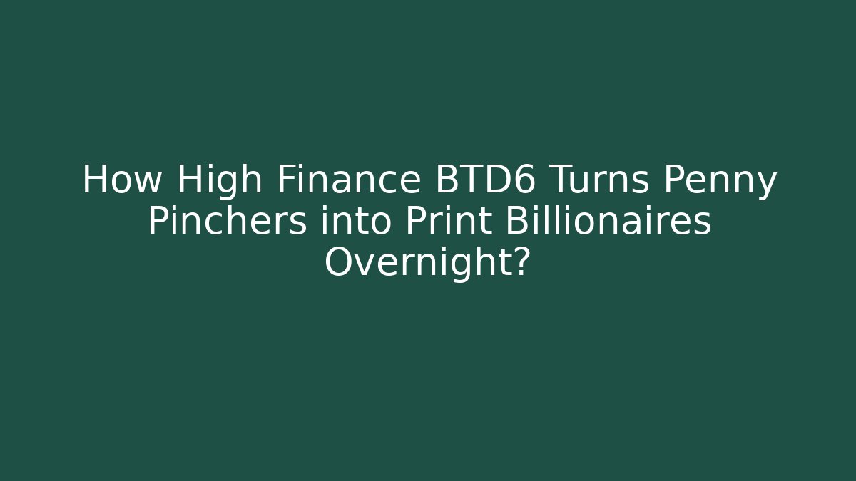 How High Finance BTD6 Turns Penny Pinchers into Print Billionaires Overnight?