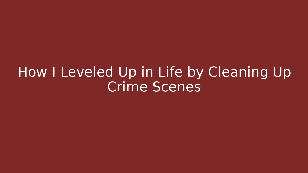 How I Leveled Up in Life by Cleaning Up Crime Scenes