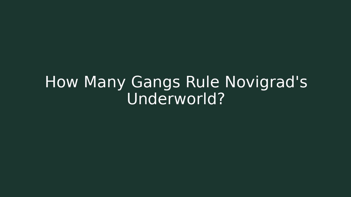How Many Gangs Rule Novigrad's Underworld?