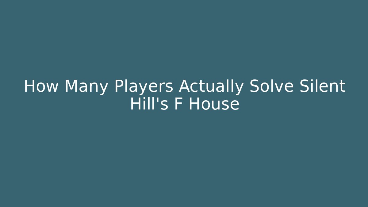 How Many Players Actually Solve Silent Hill's F House