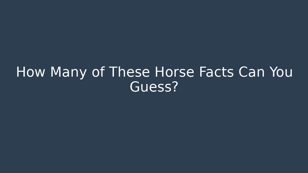 How Many of These Horse Facts Can You Guess? - Critter Realm