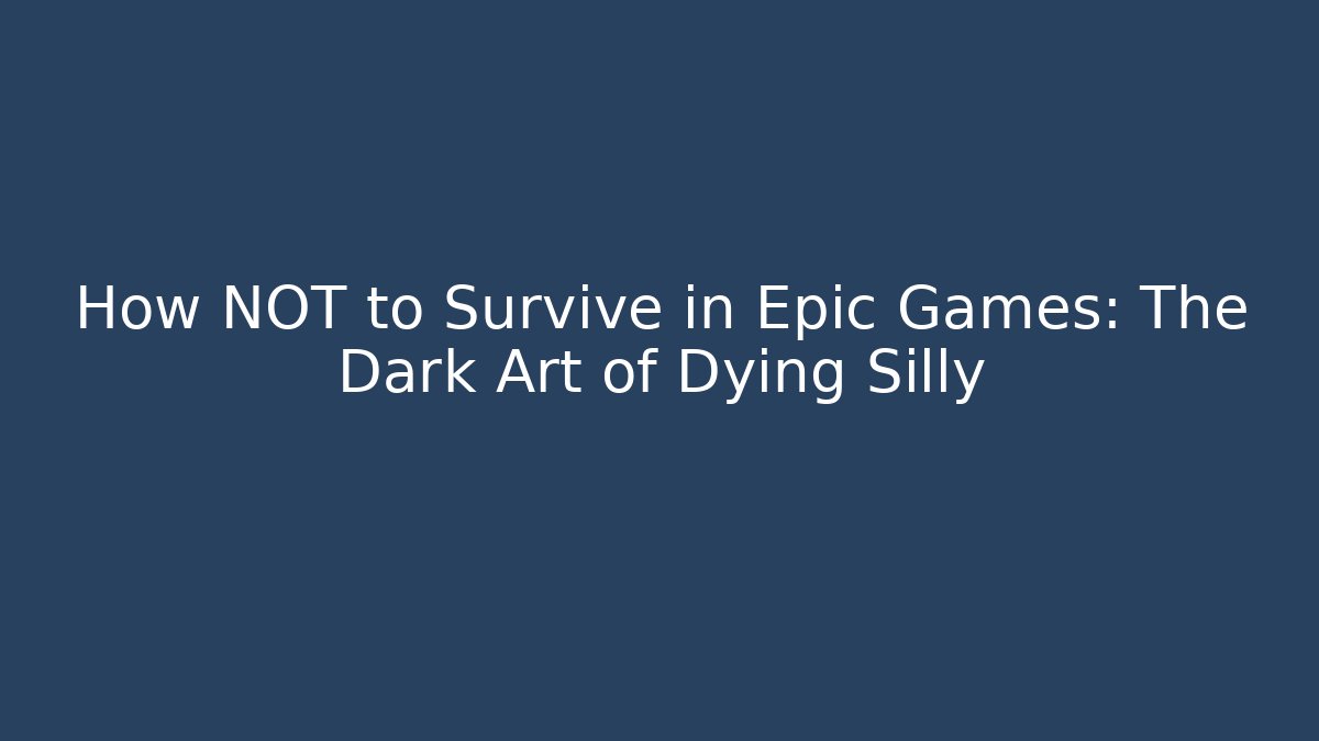 How NOT to Survive in Epic Games: The Dark Art of Dying Silly