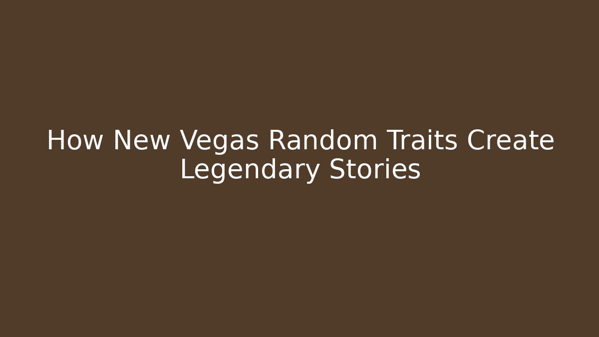 How New Vegas Random Traits Create Legendary Stories