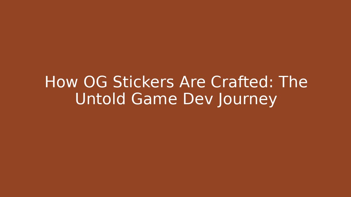 How OG Stickers Are Crafted: The Untold Game Dev Journey