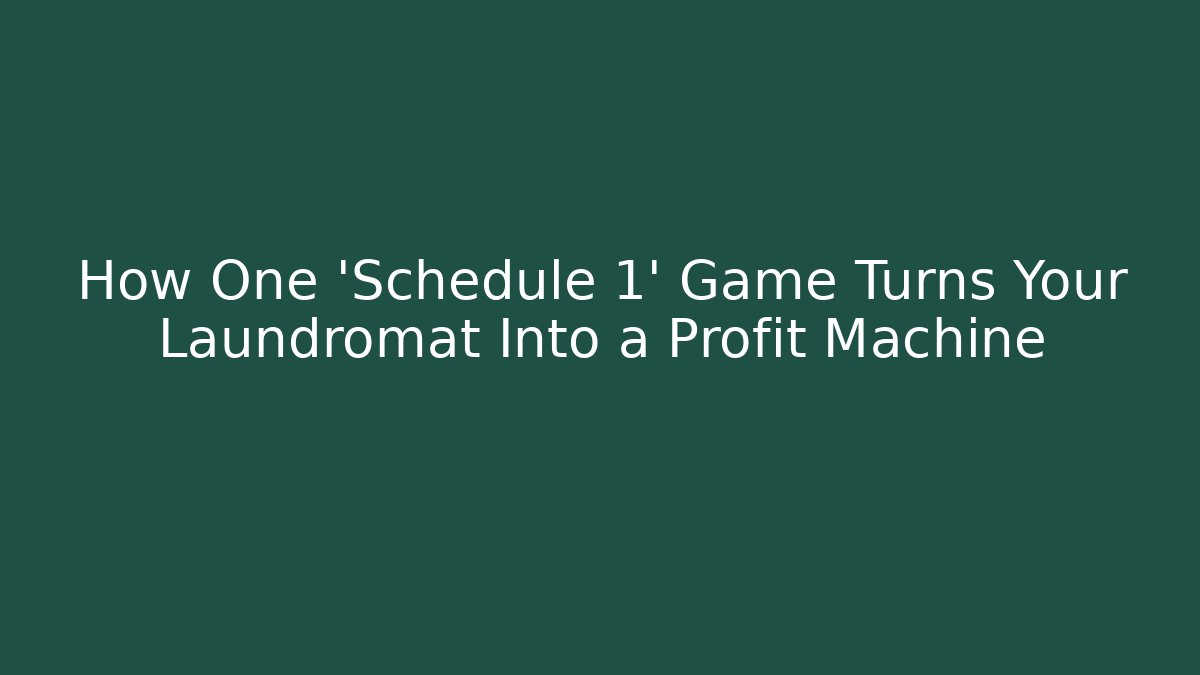 How One 'Schedule 1' Game Turns Your Laundromat Into a Profit Machine