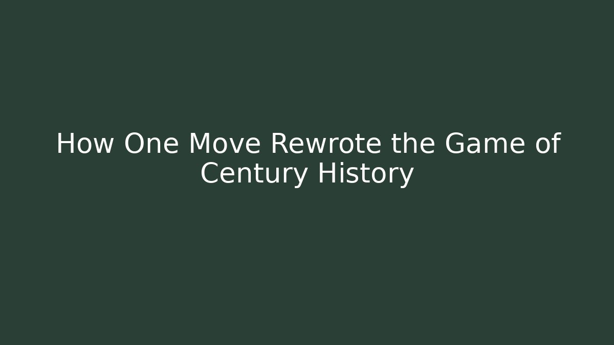 How One Move Rewrote the Game of Century History