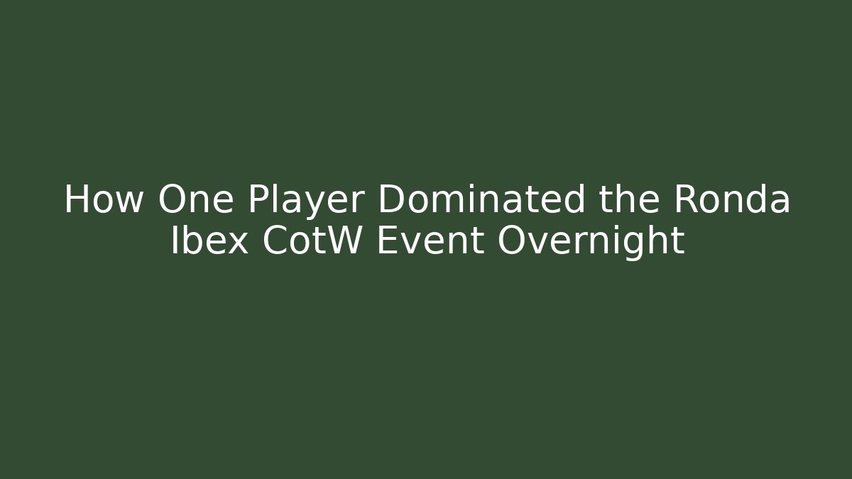 How One Player Dominated the Ronda Ibex CotW Event Overnight