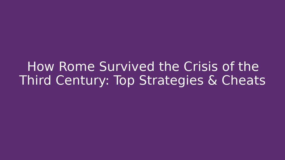 How Rome Survived the Crisis of the Third Century: Top Strategies & Cheats