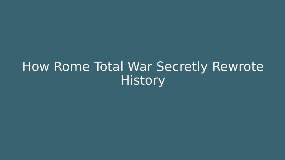 How Rome Total War Secretly Rewrote History