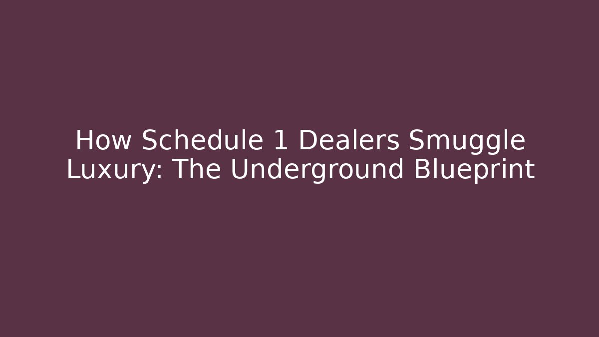 How Schedule 1 Dealers Smuggle Luxury: The Underground Blueprint