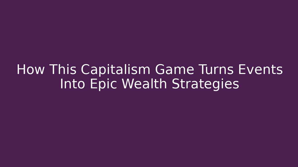 How This Capitalism Game Turns Events Into Epic Wealth Strategies