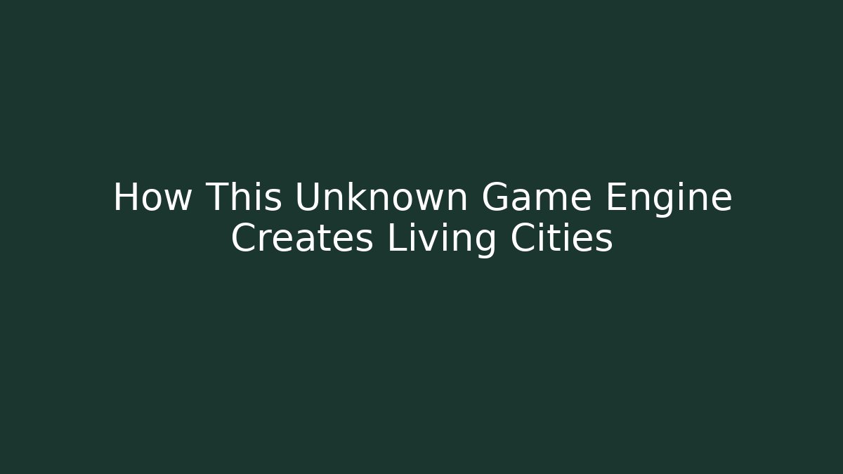 How This Unknown Game Engine Creates Living Cities