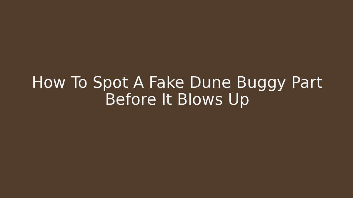 How To Spot A Fake Dune Buggy Part Before It Blows Up - Critter Realm