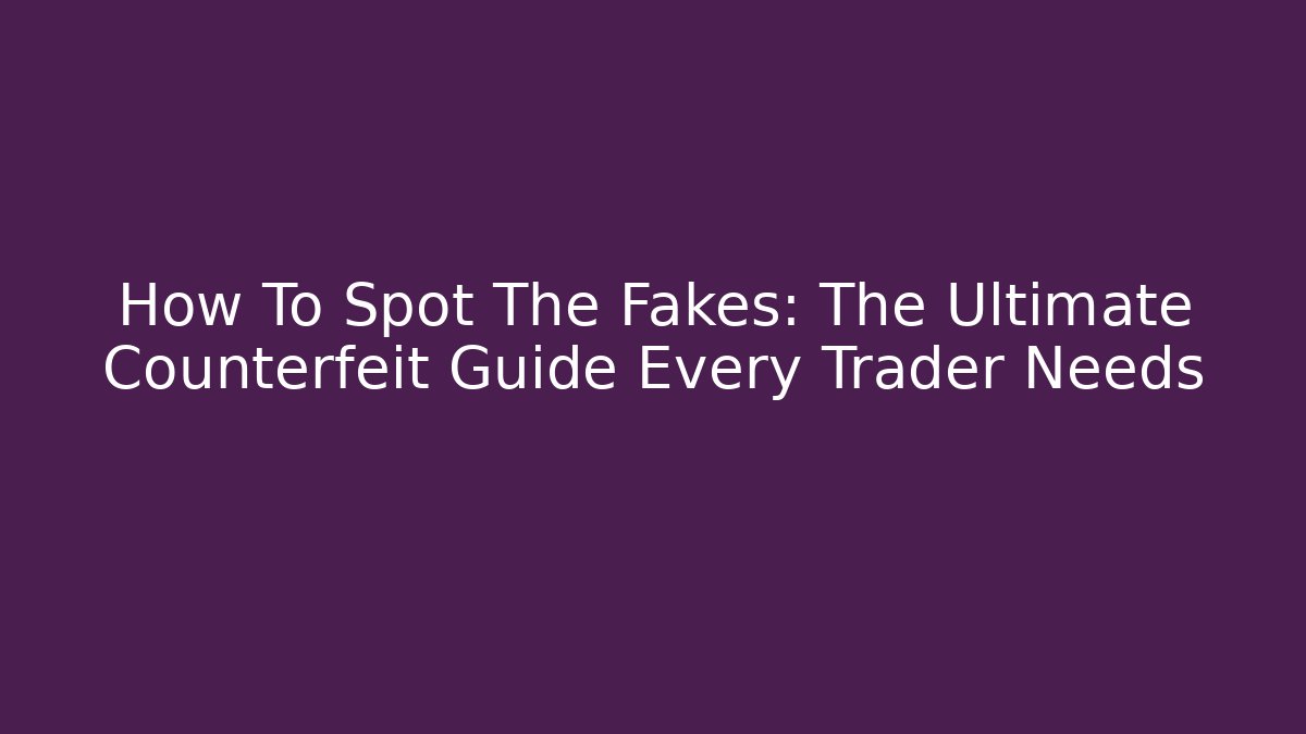How To Spot The Fakes: The Ultimate Counterfeit Guide Every Trader Needs - Critter Realm