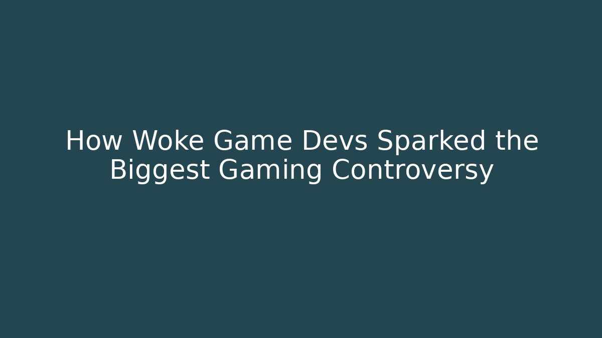 How Woke Game Devs Sparked the Biggest Gaming Controversy