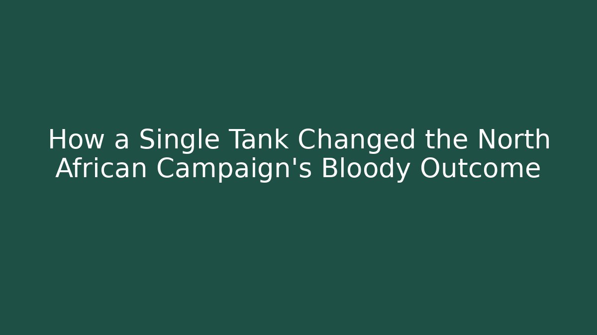 How a Single Tank Changed the North African Campaign's Bloody Outcome