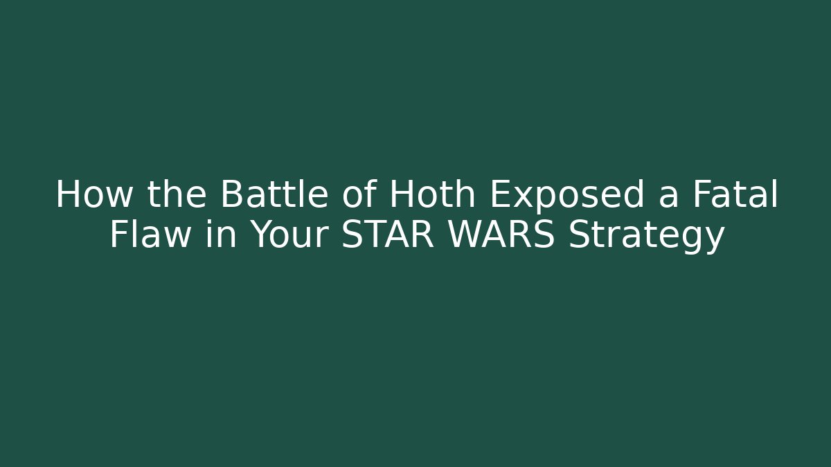 How the Battle of Hoth Exposed a Fatal Flaw in Your STAR WARS Strategy
