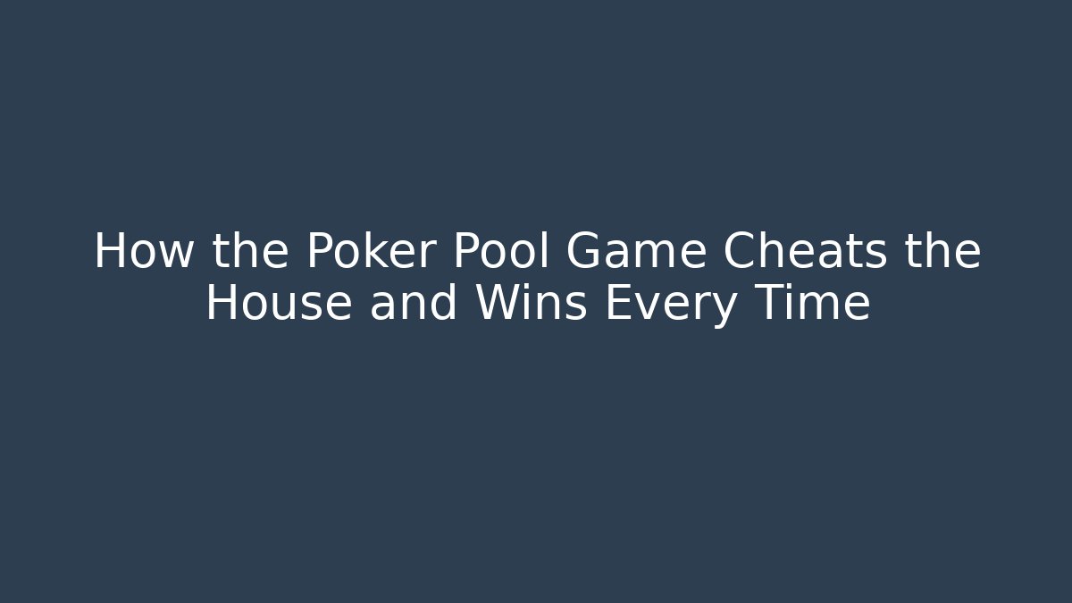 How the Poker Pool Game Cheats the House and Wins Every Time