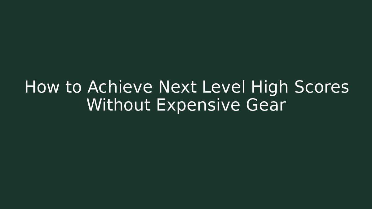 How to Achieve Next Level High Scores Without Expensive Gear