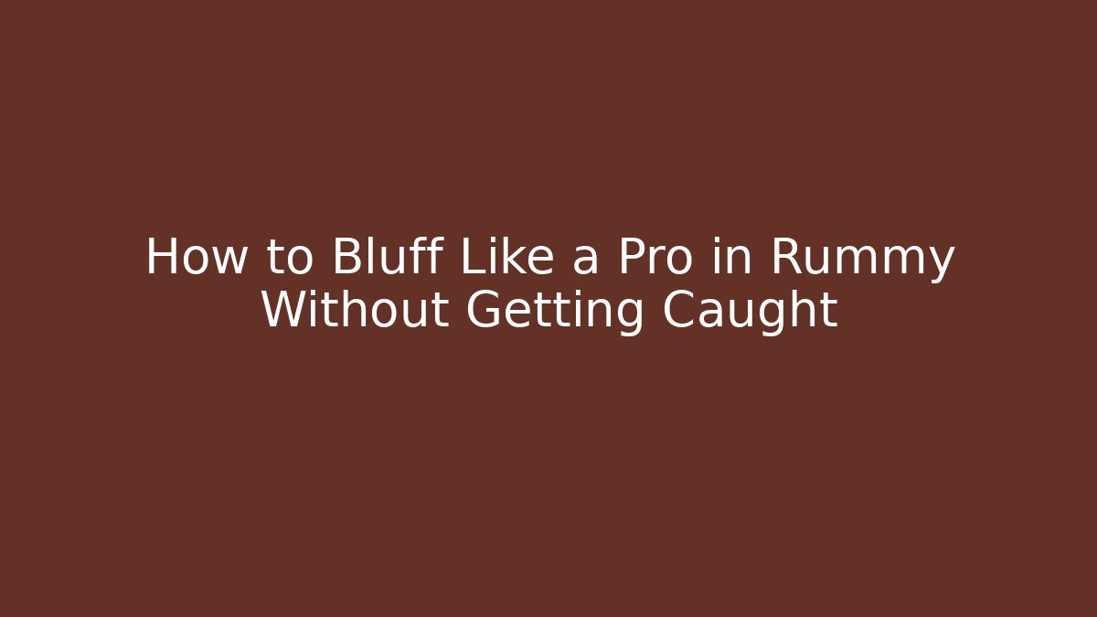 How to Bluff Like a Pro in Rummy Without Getting Caught