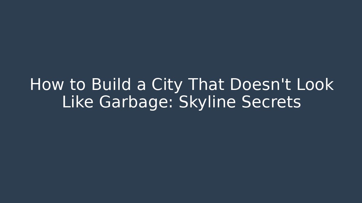 How to Build a City That Doesn't Look Like Garbage: Skyline Secrets