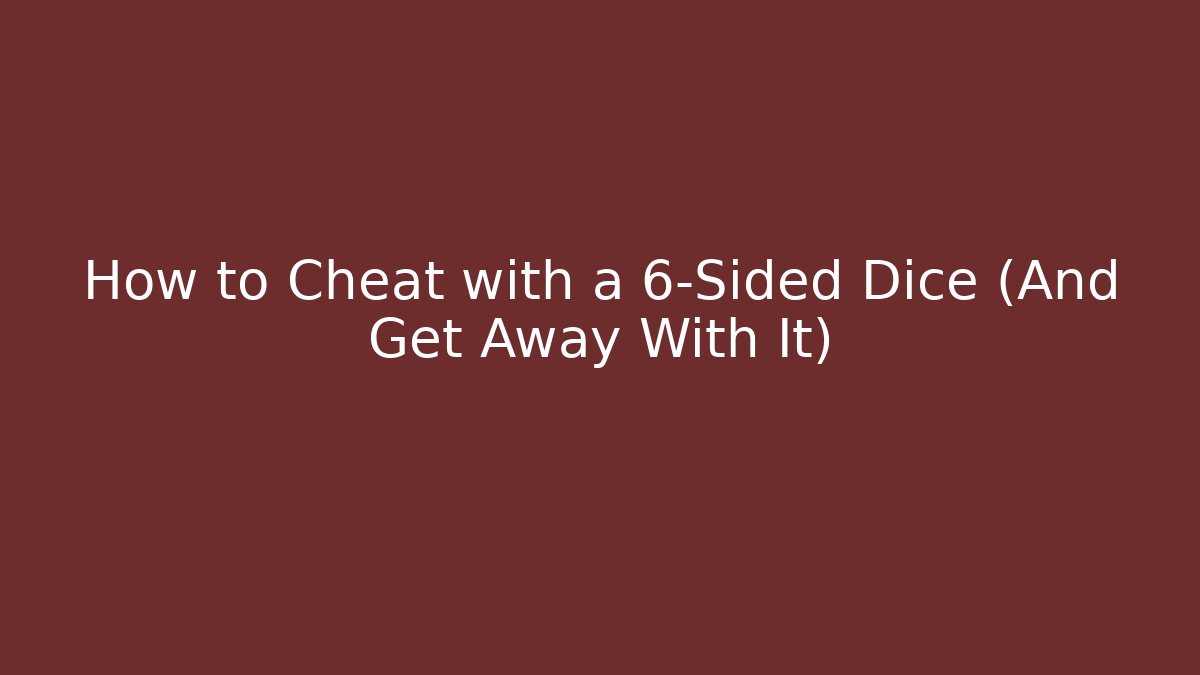 How to Cheat with a 6-Sided Dice (And Get Away With It) - Critter Realm