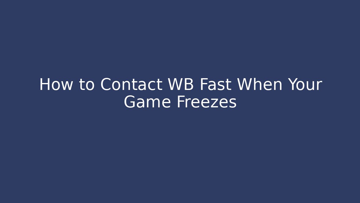 How to Contact WB Fast When Your Game Freezes