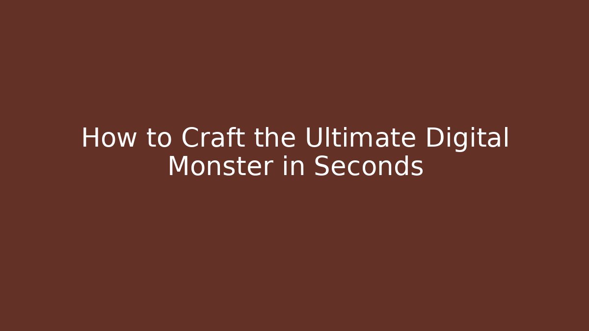How to Craft the Ultimate Digital Monster in Seconds