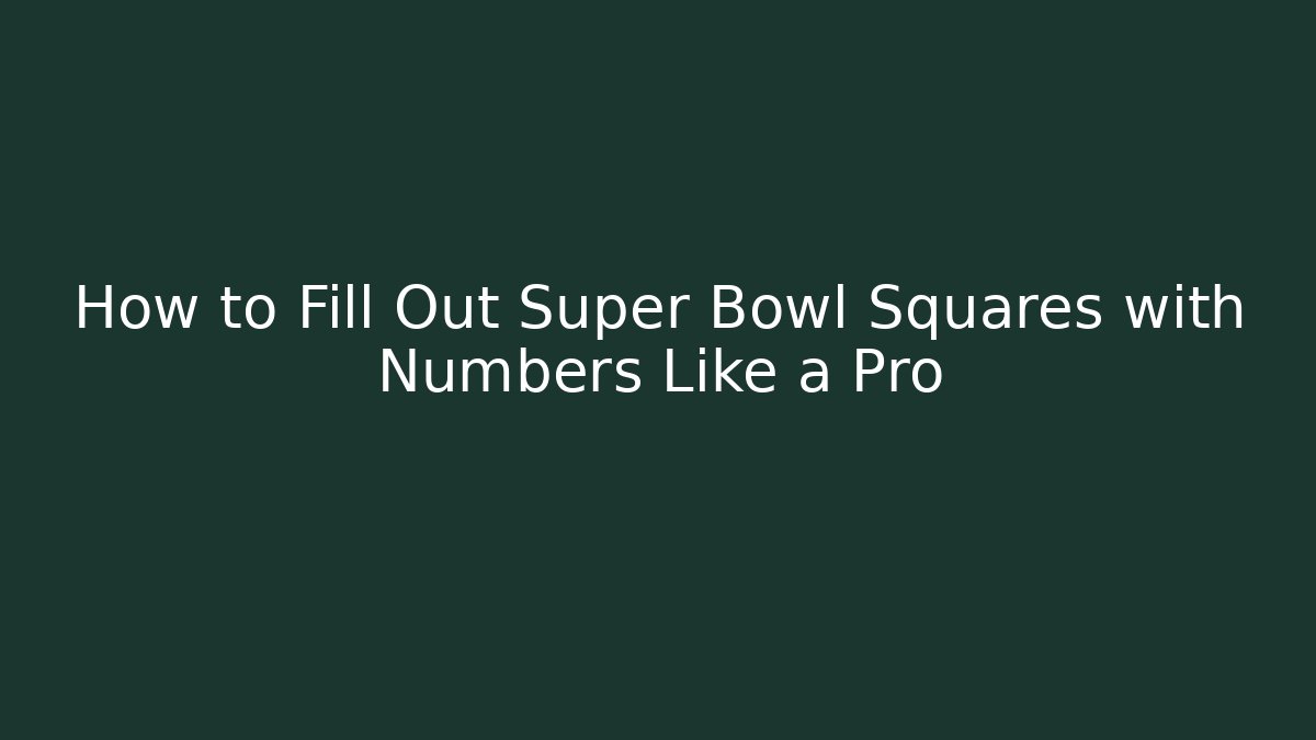 How to Fill Out Super Bowl Squares with Numbers Like a Pro