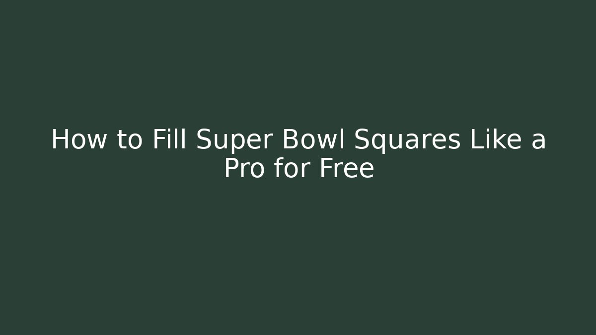 How to Fill Super Bowl Squares Like a Pro for Free