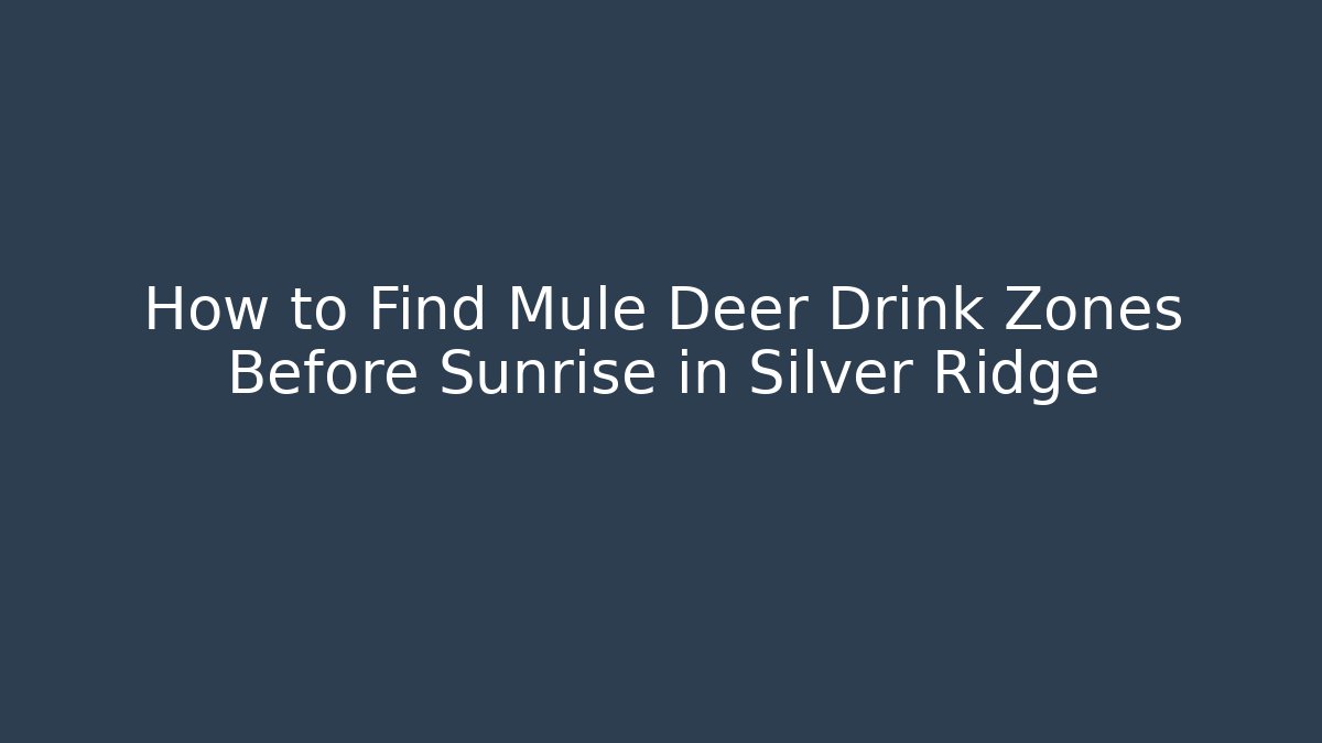 How to Find Mule Deer Drink Zones Before Sunrise in Silver Ridge