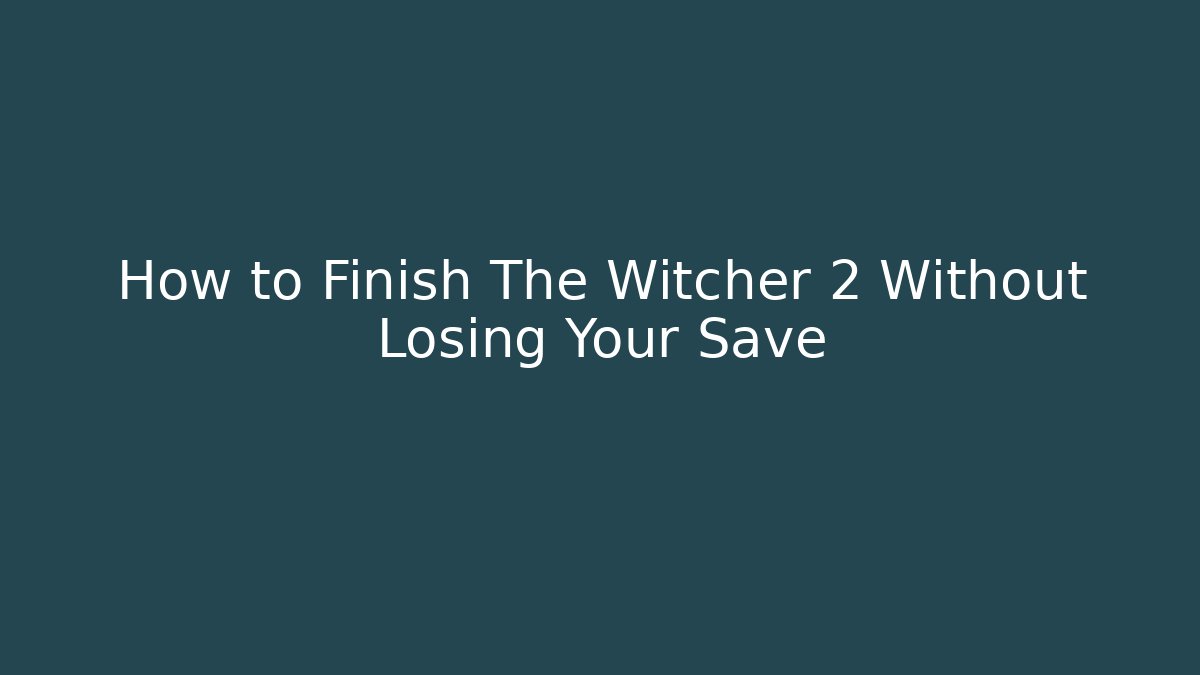 How to Finish The Witcher 2 Without Losing Your Save - Critter Realm