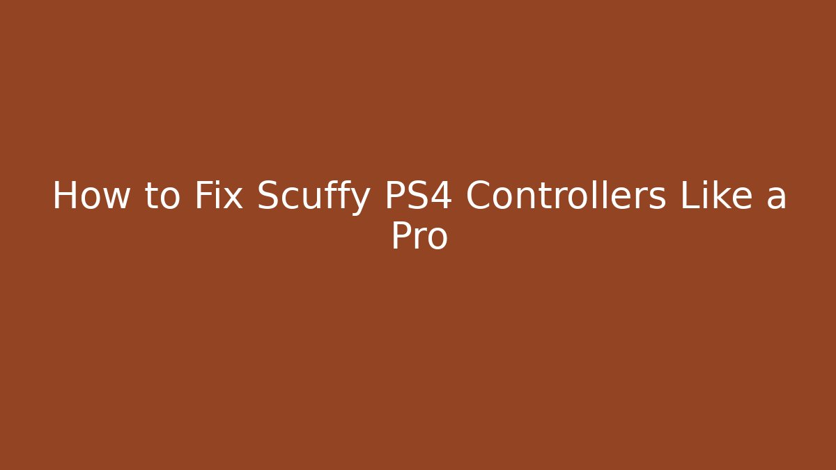 How to Fix Scuffy PS4 Controllers Like a Pro