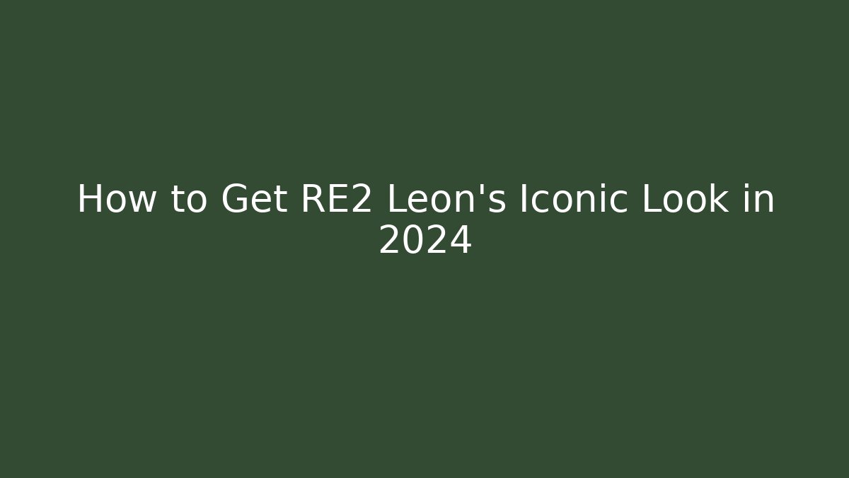How to Get RE2 Leon's Iconic Look in 2024 - Critter Realm