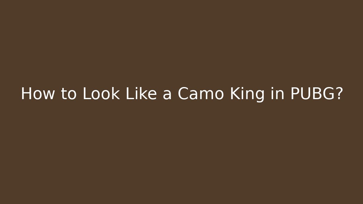 How to Look Like a Camo King in PUBG?