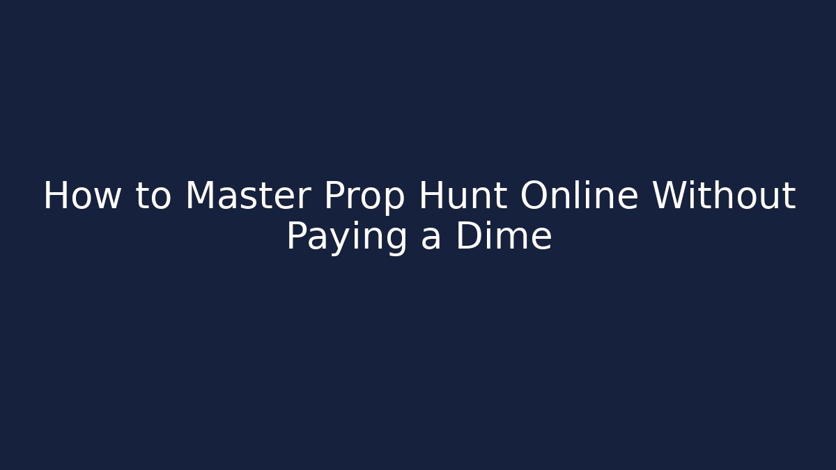 How to Master Prop Hunt Online Without Paying a Dime