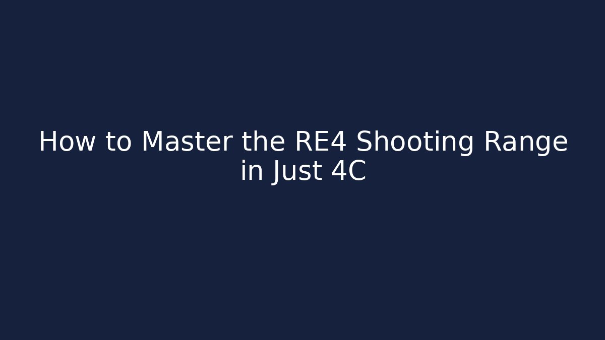 How to Master the RE4 Shooting Range in Just 4C