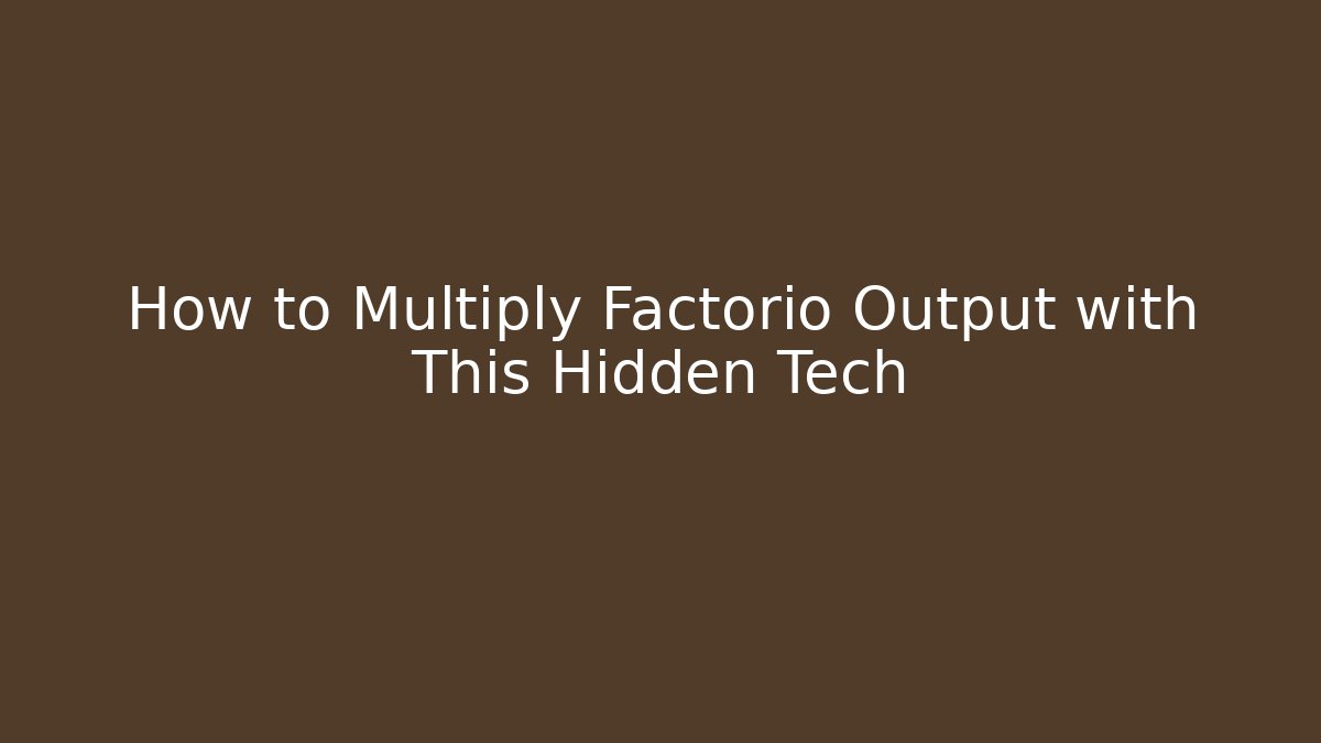 How to Multiply Factorio Output with This Hidden Tech - Critter Realm